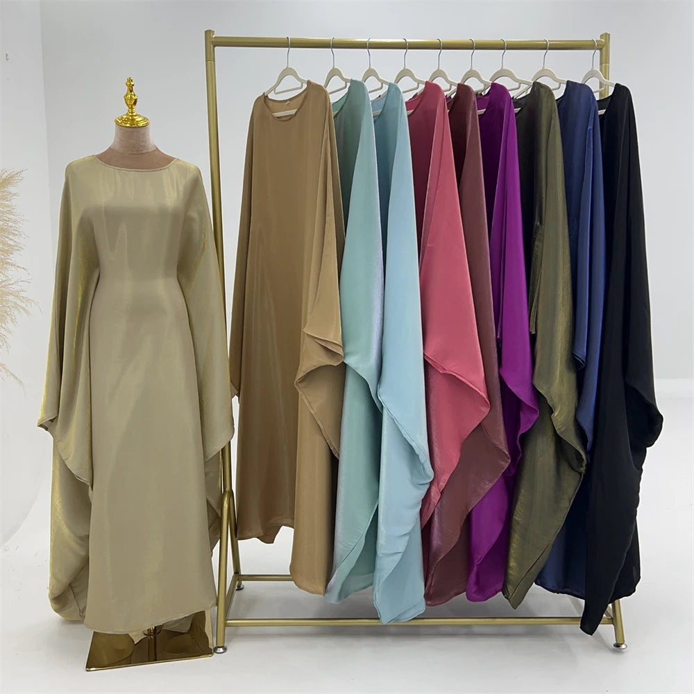 Batwing Sleeve Satin Abaya