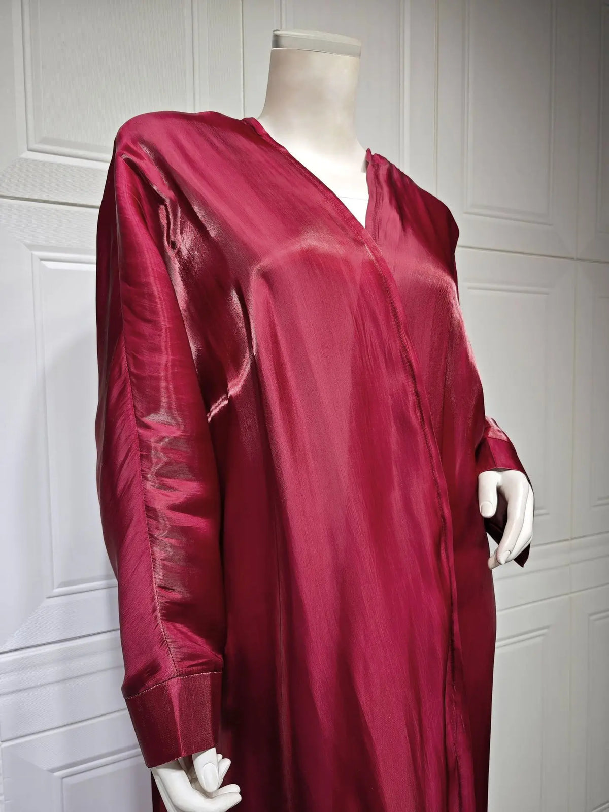 Satin Shiny Fabric Solid Modest Open Kimono Abayas