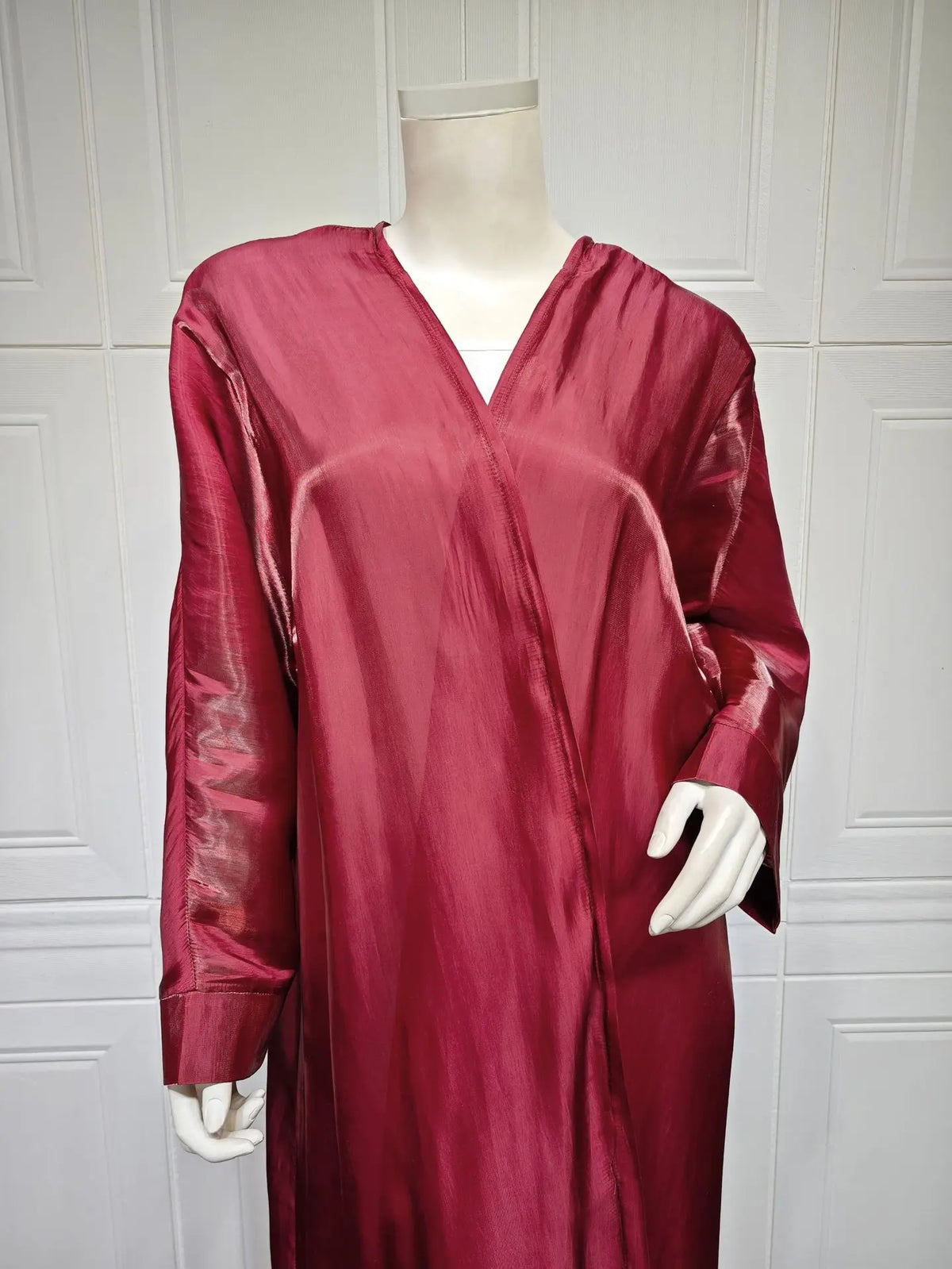 Satin Shiny Fabric Solid Modest Open Kimono Abayas