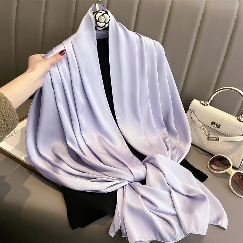 Elegant Silk Scarf Pashmina Hijab Shawls for Women