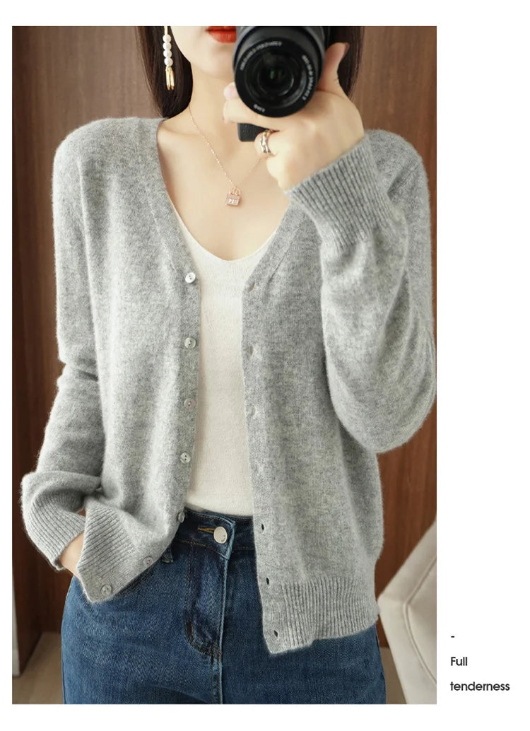 Classic Basic Wool V-Neck Women Sweater