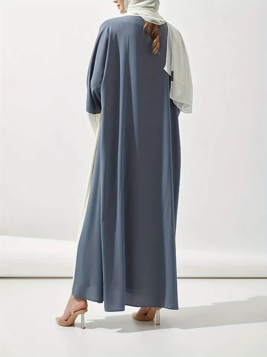 Elegant Open Front Long Sleeve Abaya and Hijab