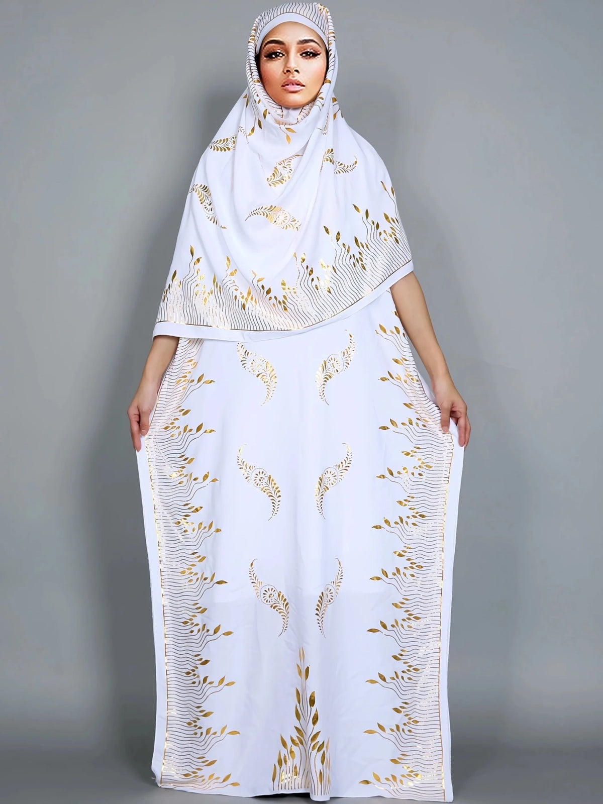 Dubai Abaya Short Sleeve Gold Stamping