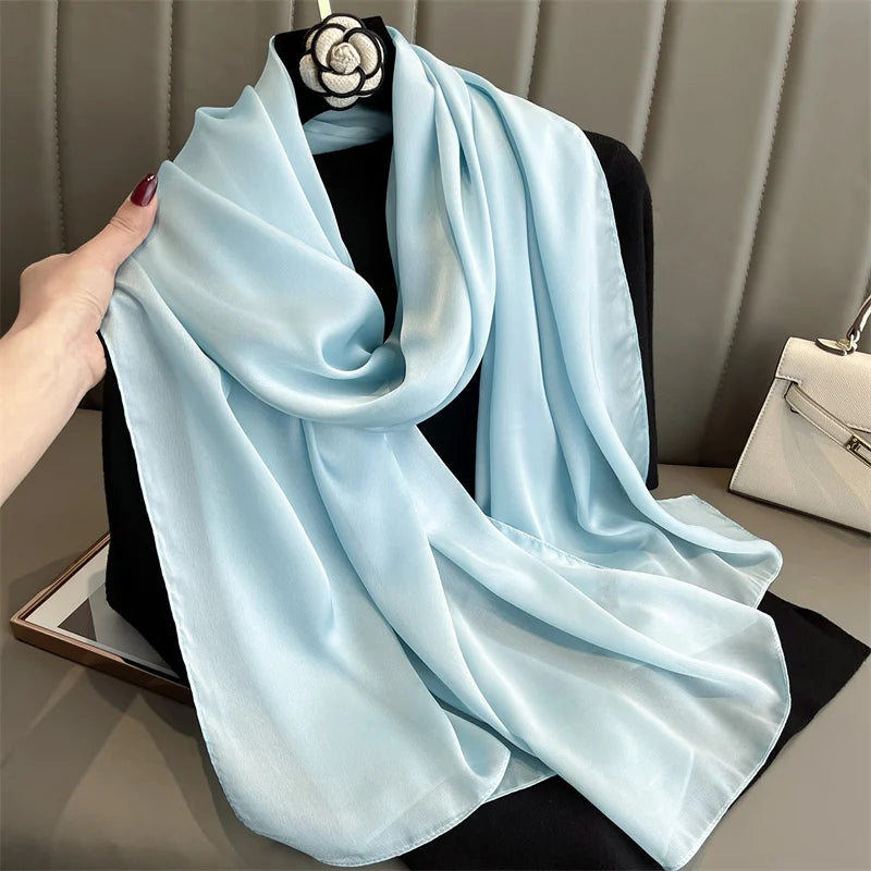 Elegant Silk Scarf Pashmina Hijab Shawls for Women