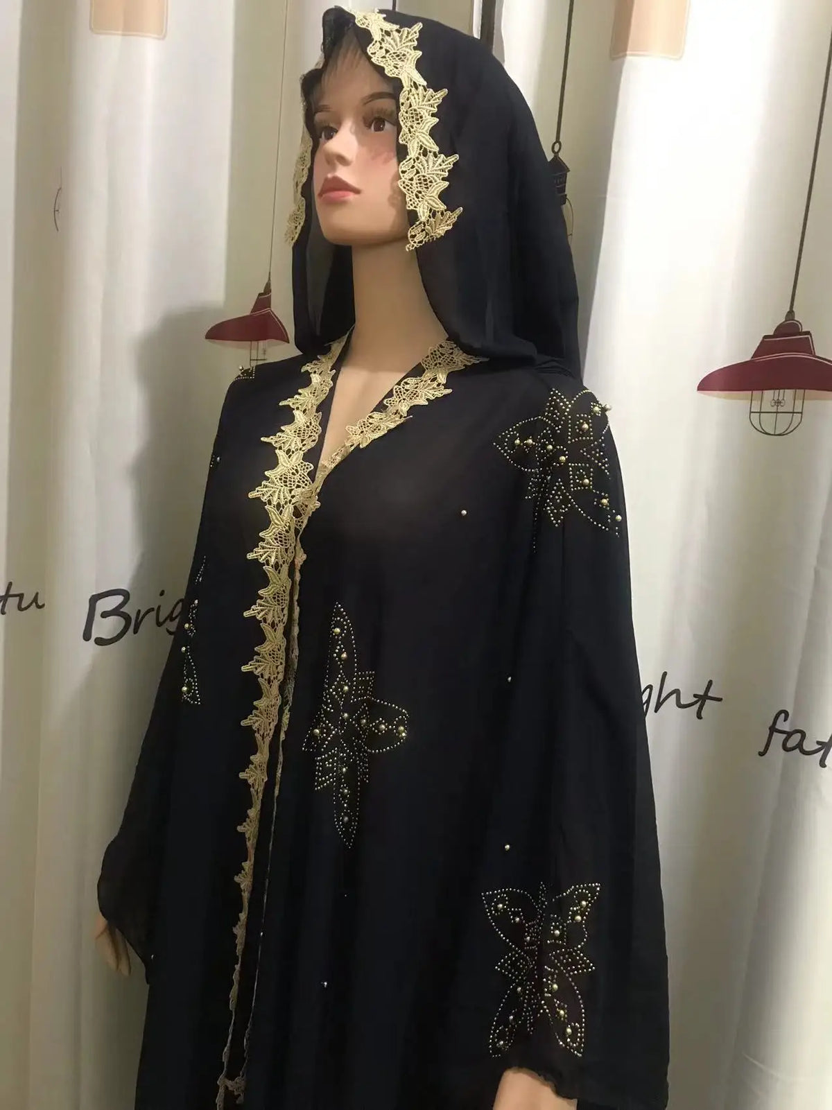 embroidery lace abaya