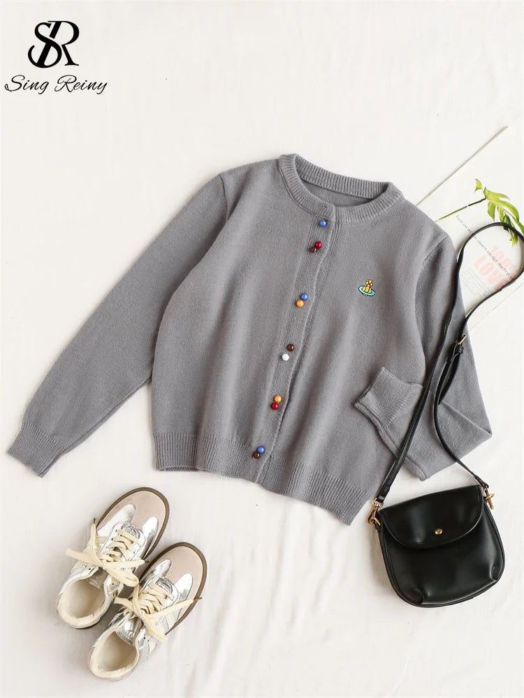 O-Neck Full Sleeves Pearls Buttoned Knitted Sweater