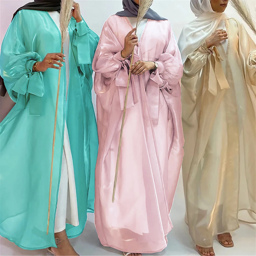 Shiny Satin Cardigan Abaya