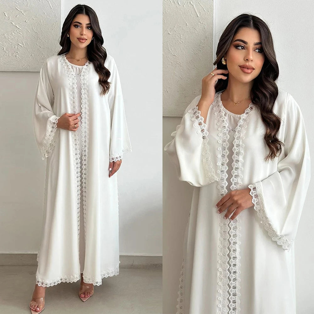 White Open Kimono Abaya