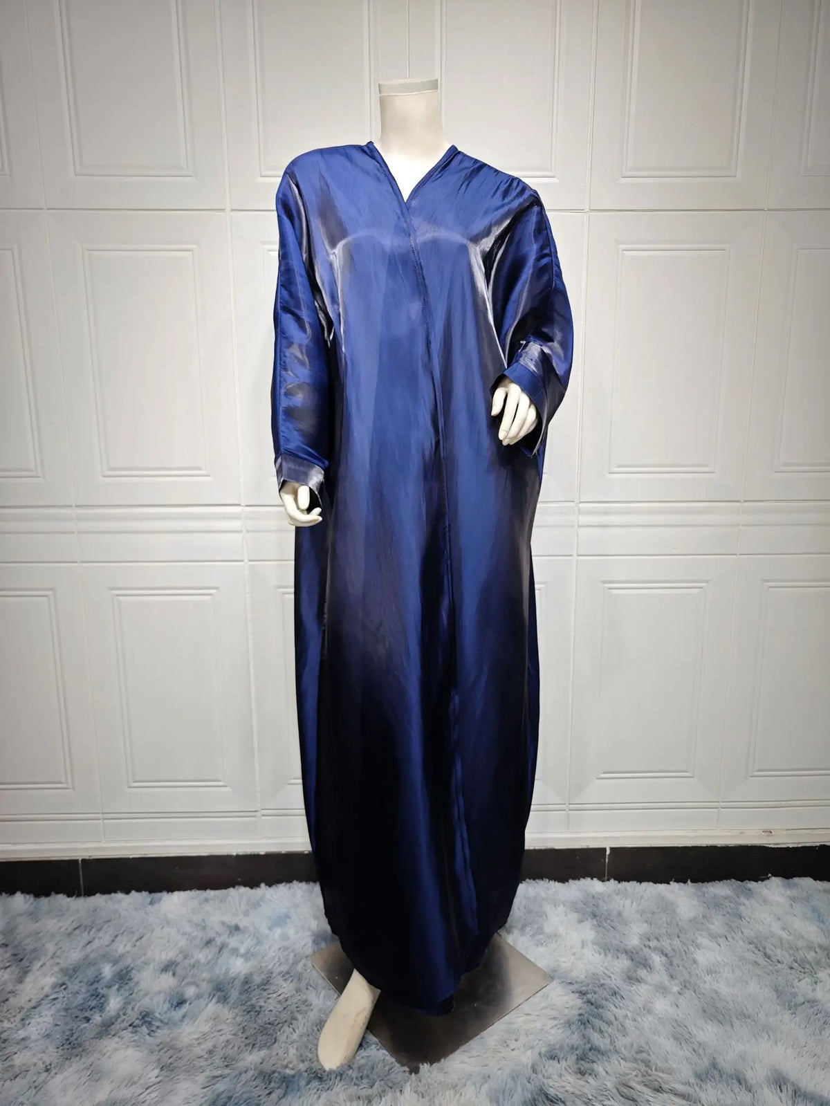 Satin Shiny Fabric Solid Modest Open Kimono Abayas