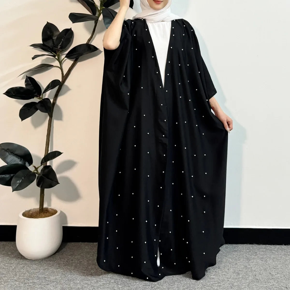 Open Front Beaded Abaya