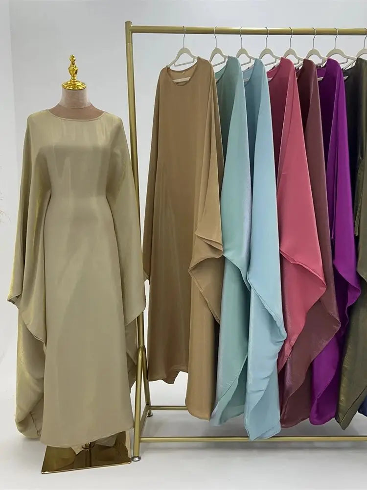 Batwing Sleeve Satin Abaya