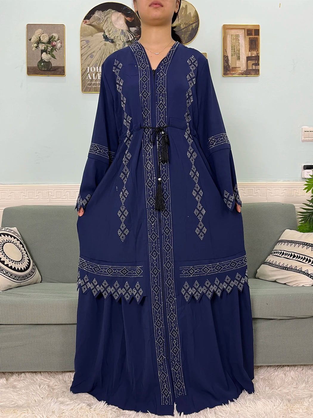 Chiffon Set V-neck Fashion Design Party Abaya