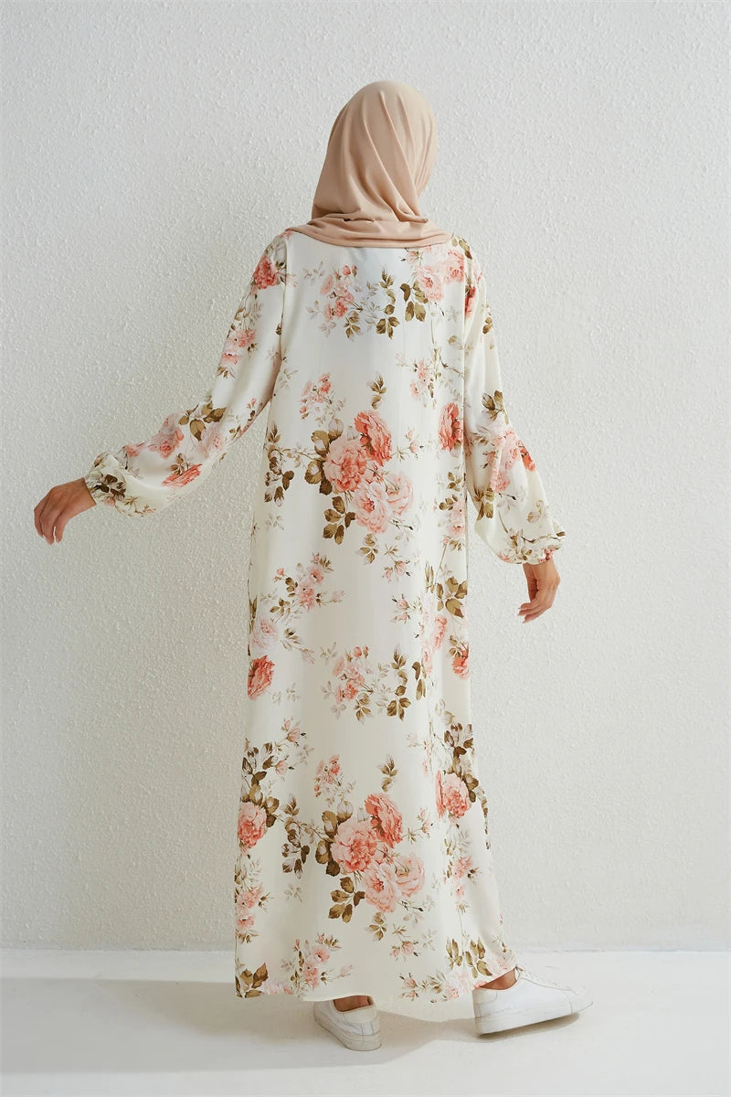 Full Sleeve Printed Floral Casual Long Maxi Dress