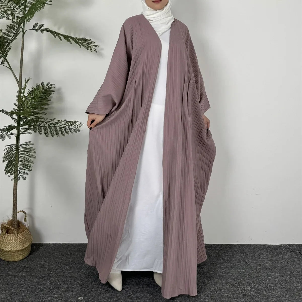 Muslim Long Sleeve Loose Cardigan Open Front Abaya