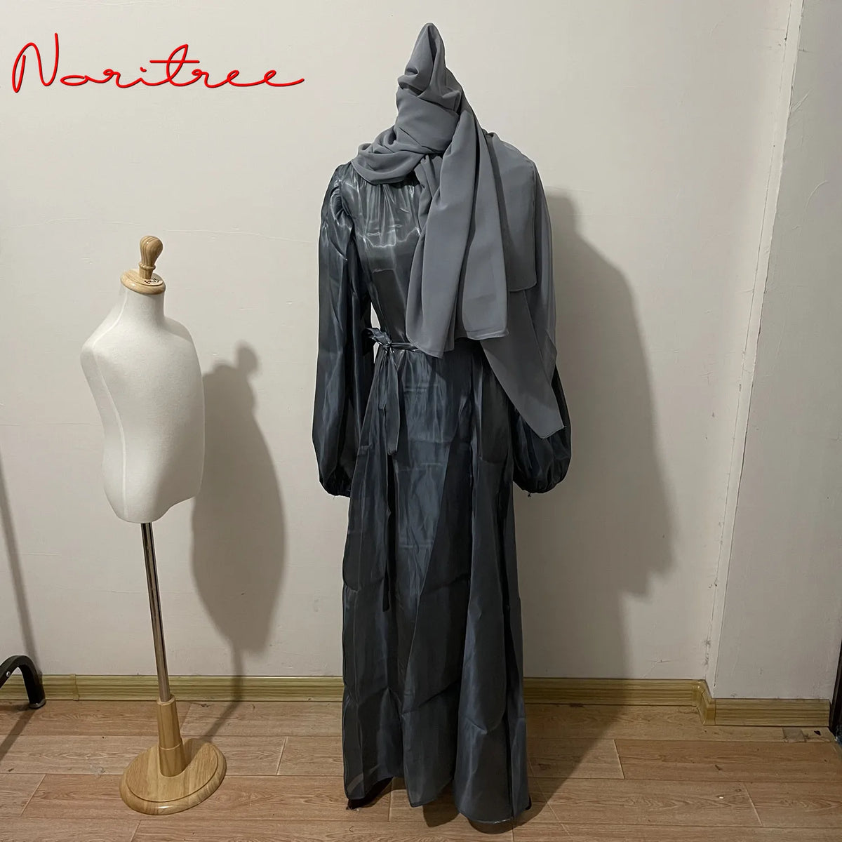 Plus Size Eid Djellaba Open Abaya with Belt Soft Cuff Sleeves Muslim Dress