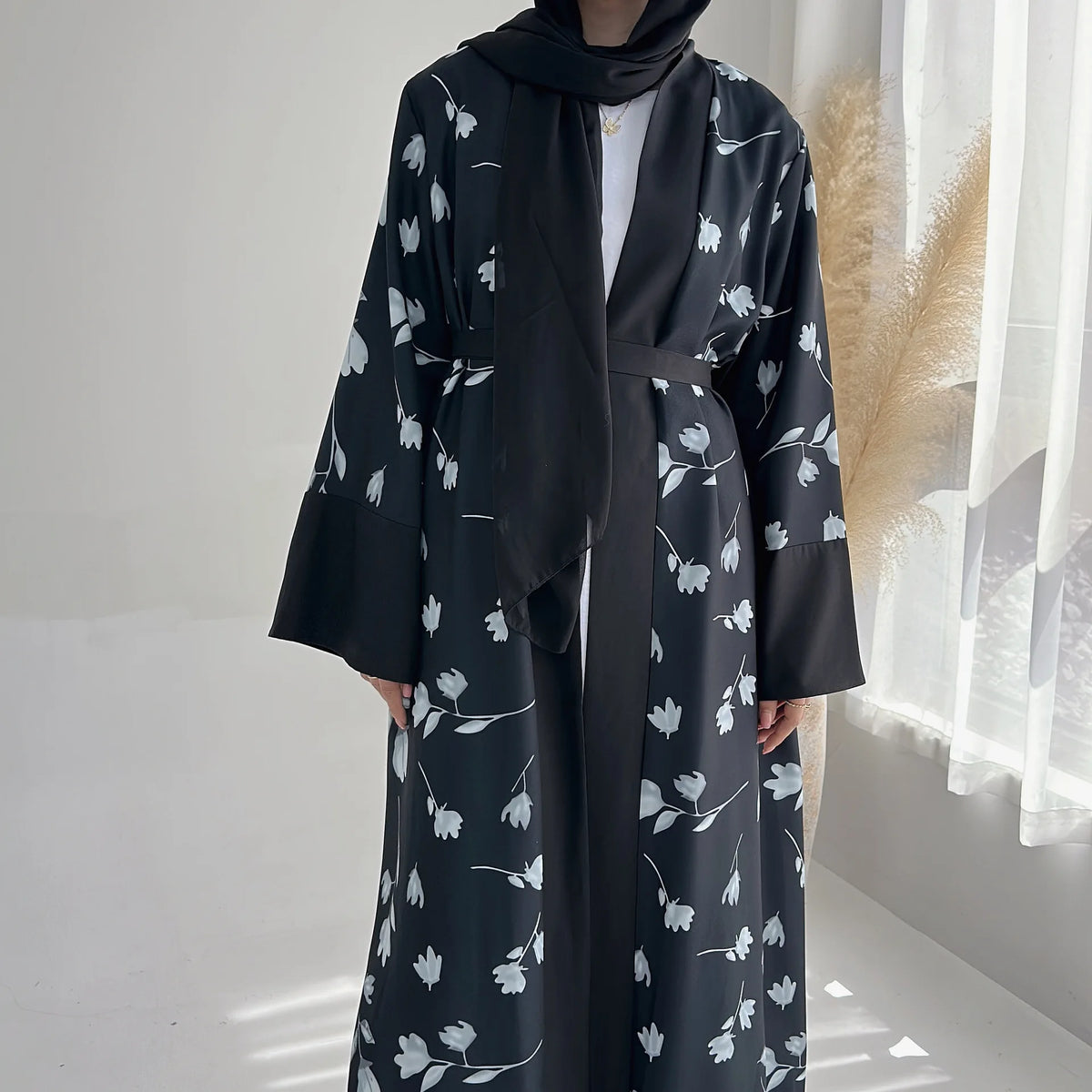 Flower Printing Open Abaya