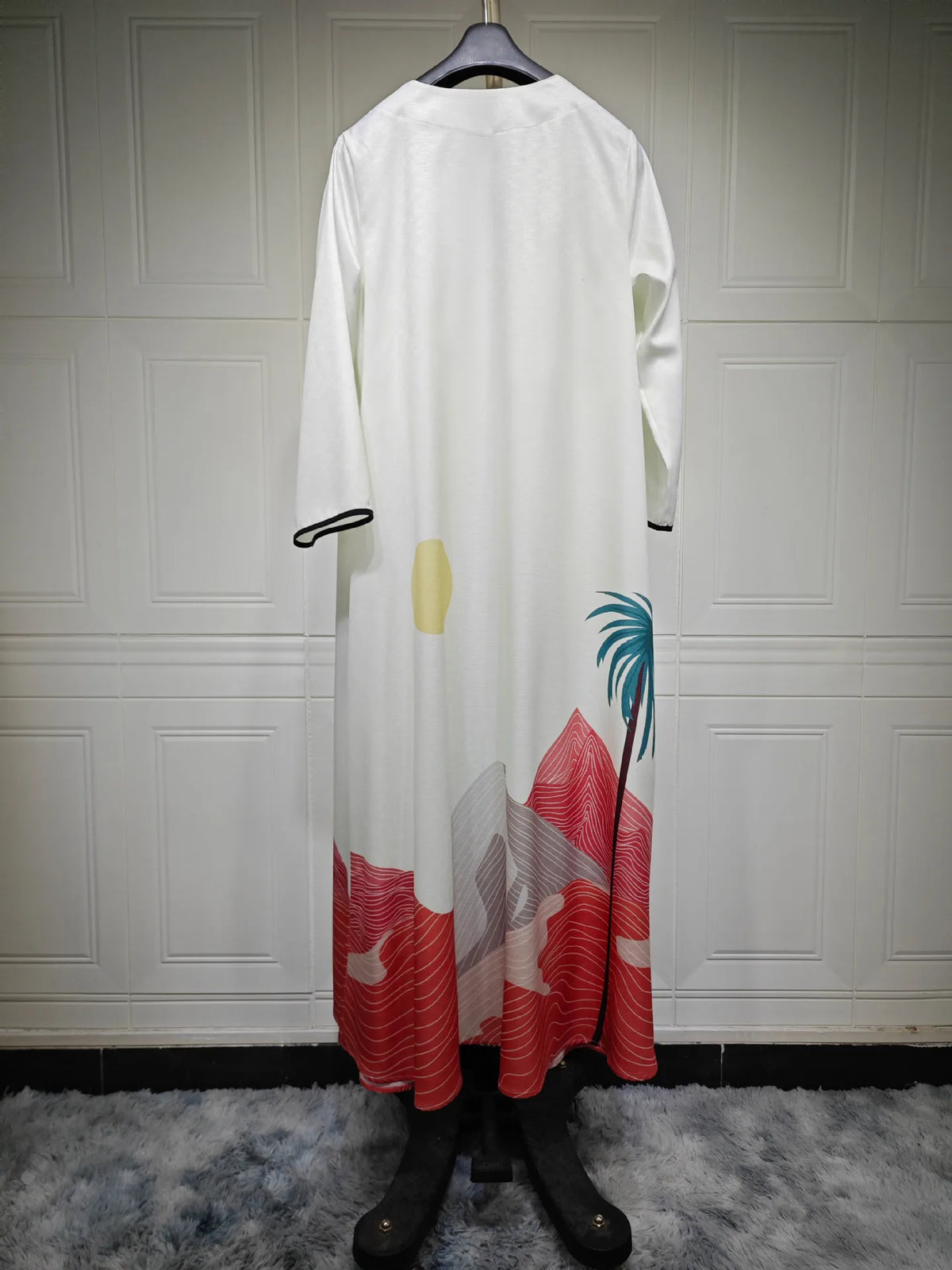 White Modest Open Kimono Abaya