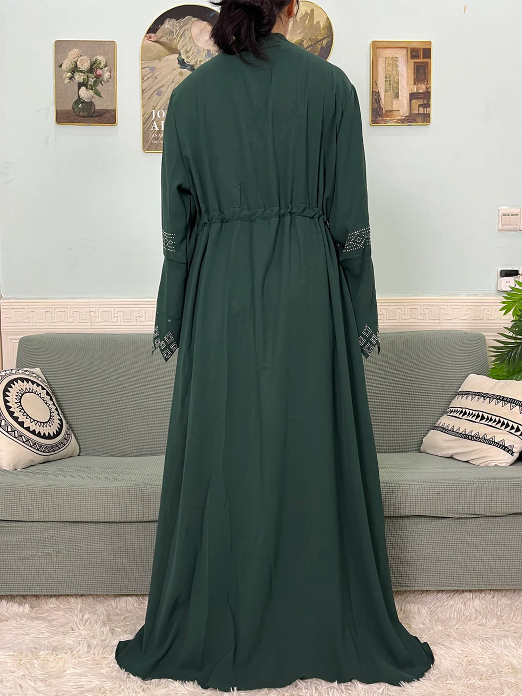 Chiffon Set V-neck Fashion Design Party Abaya