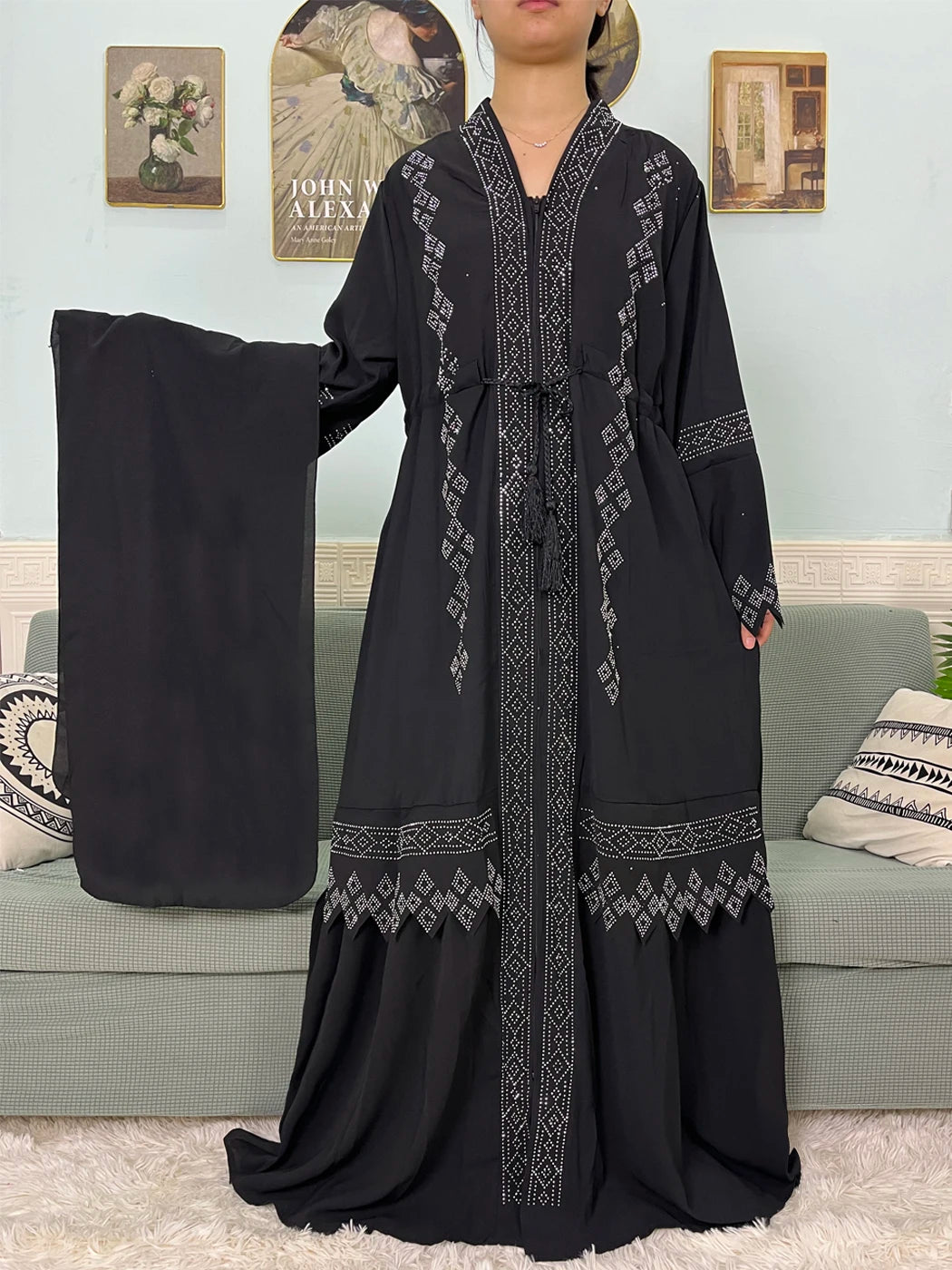 Chiffon Set V-neck Fashion Design Party Abaya