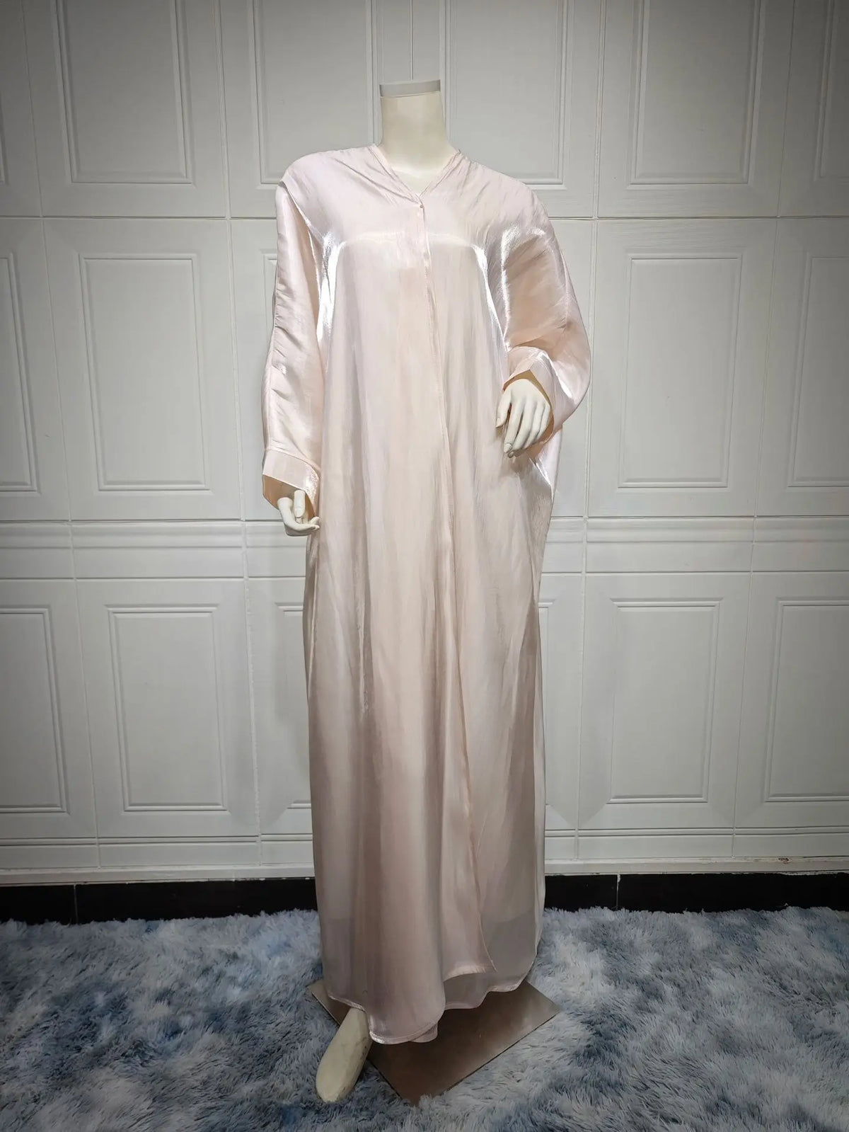 Satin Shiny Fabric Solid Modest Open Kimono Abayas