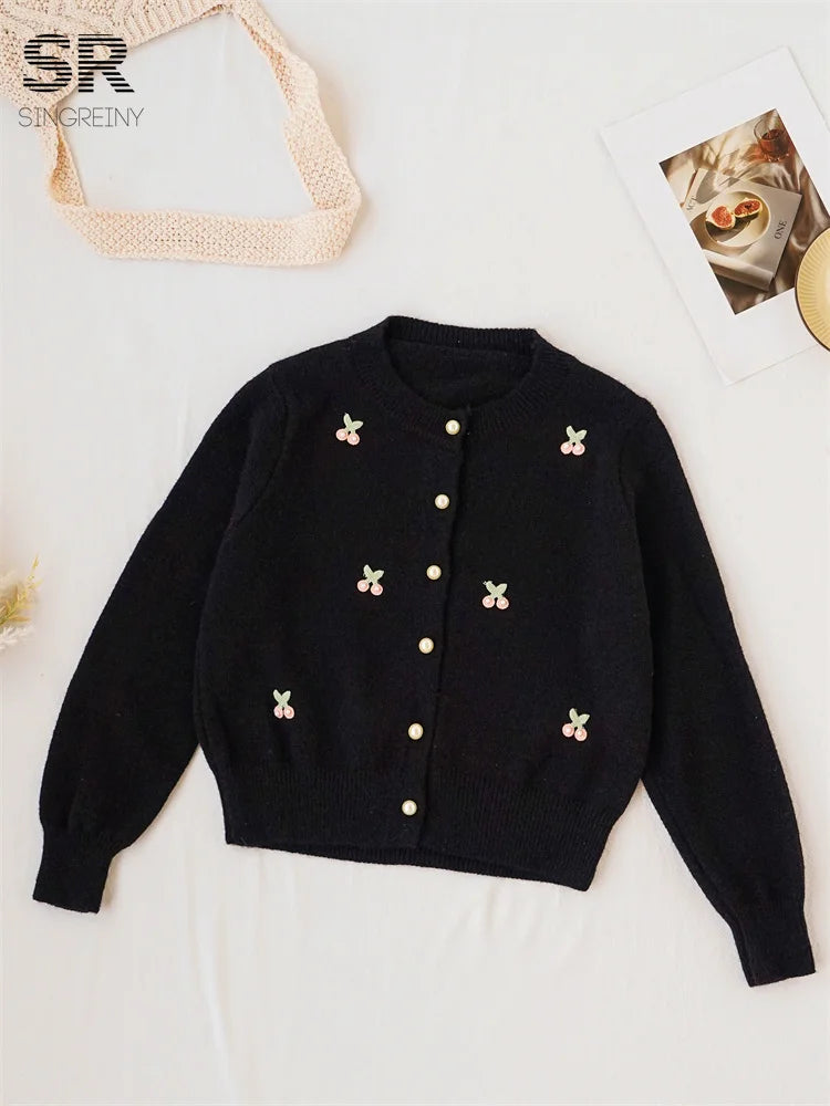 Cherry Beading Design Sweater