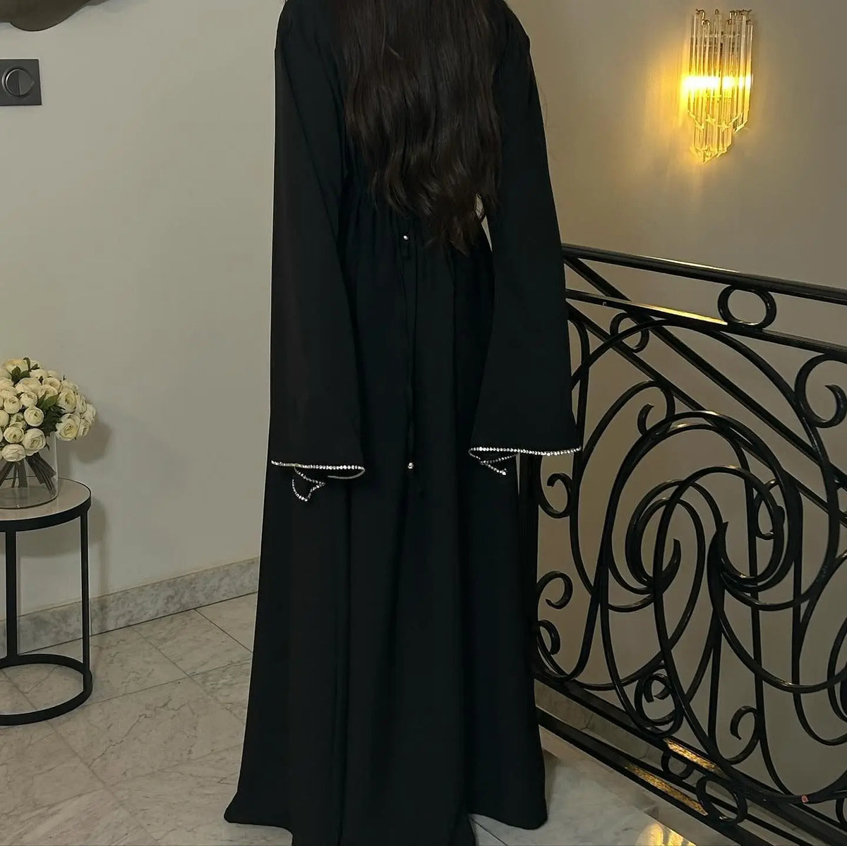 Black Diamonds Embedded Belted Abayas