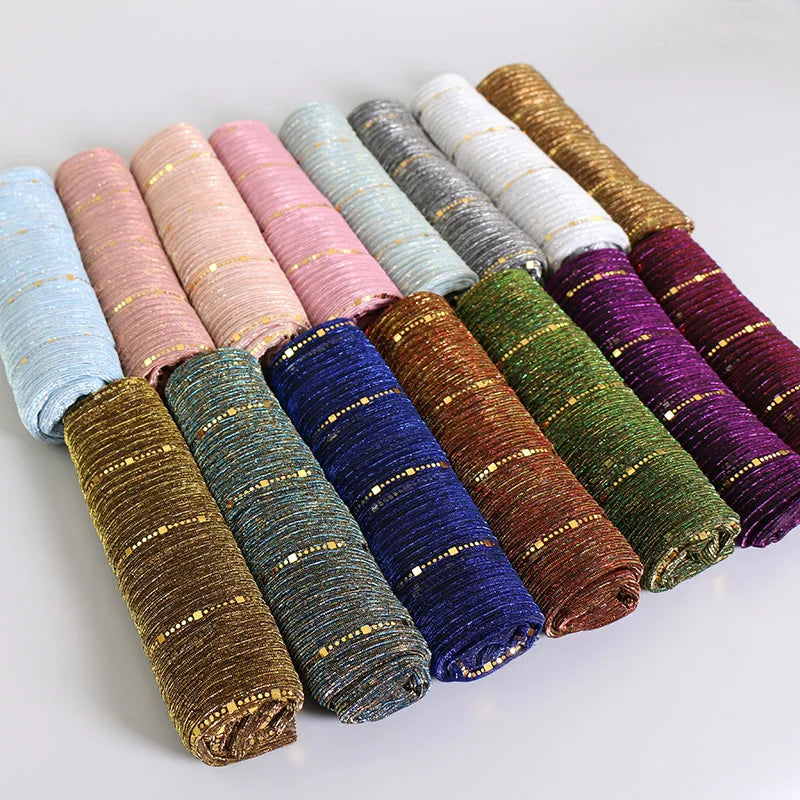 Solid Color Glitter Gold Hijab Scarf