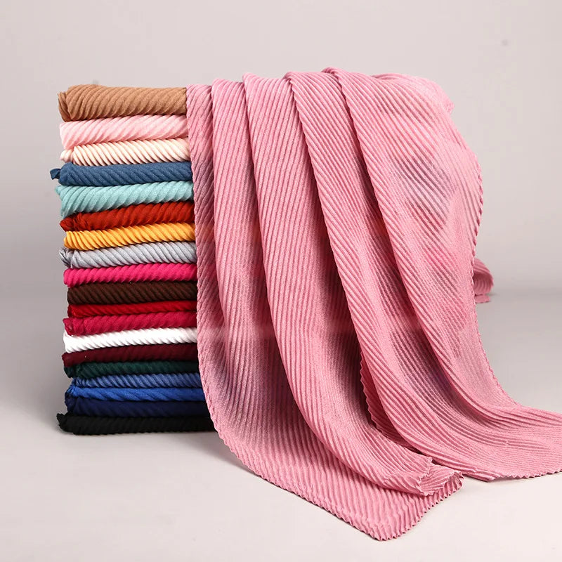 Solid Full Cover-up Crinkle Plain Cotton Scarf Head Hijab Wrap