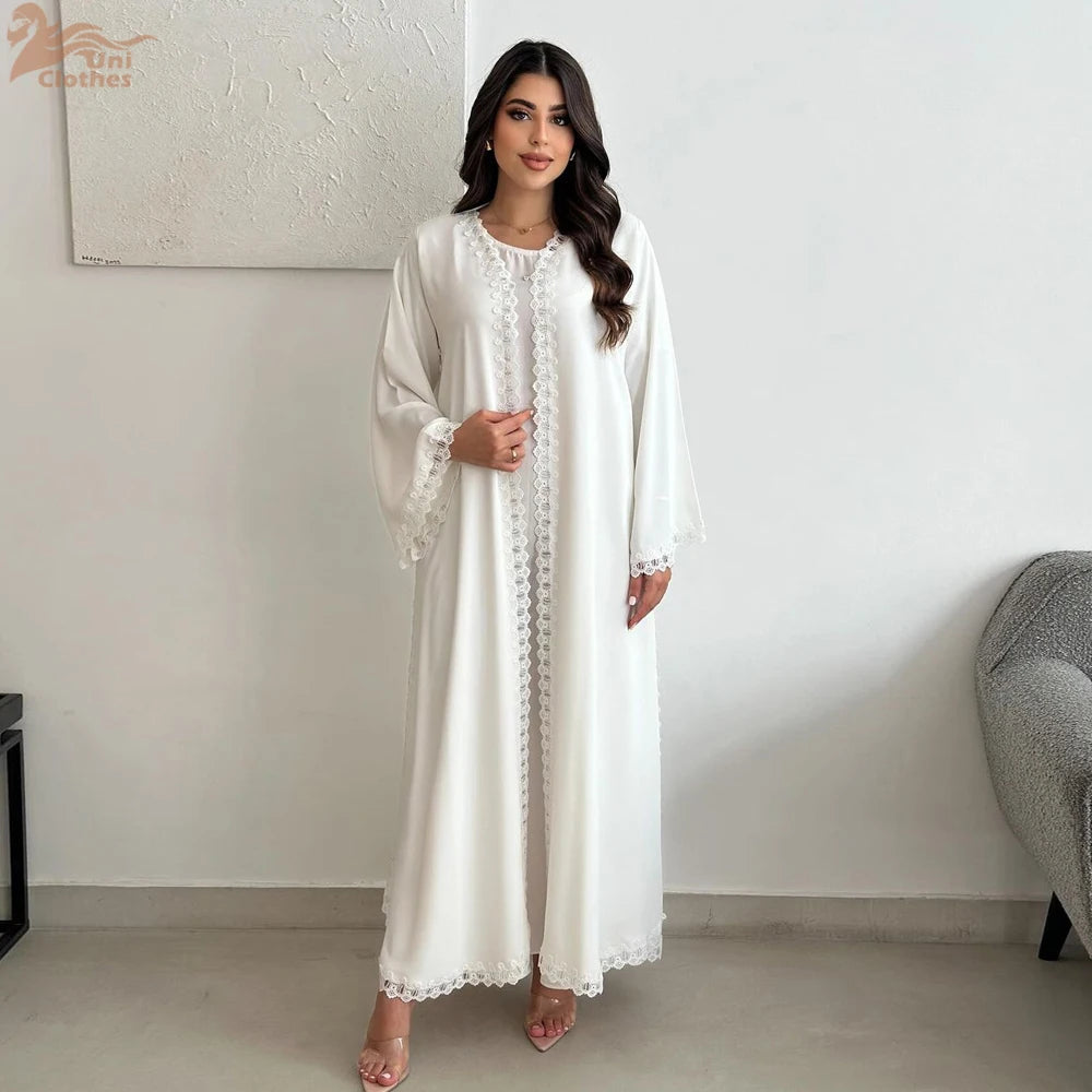 White Open Kimono Abaya