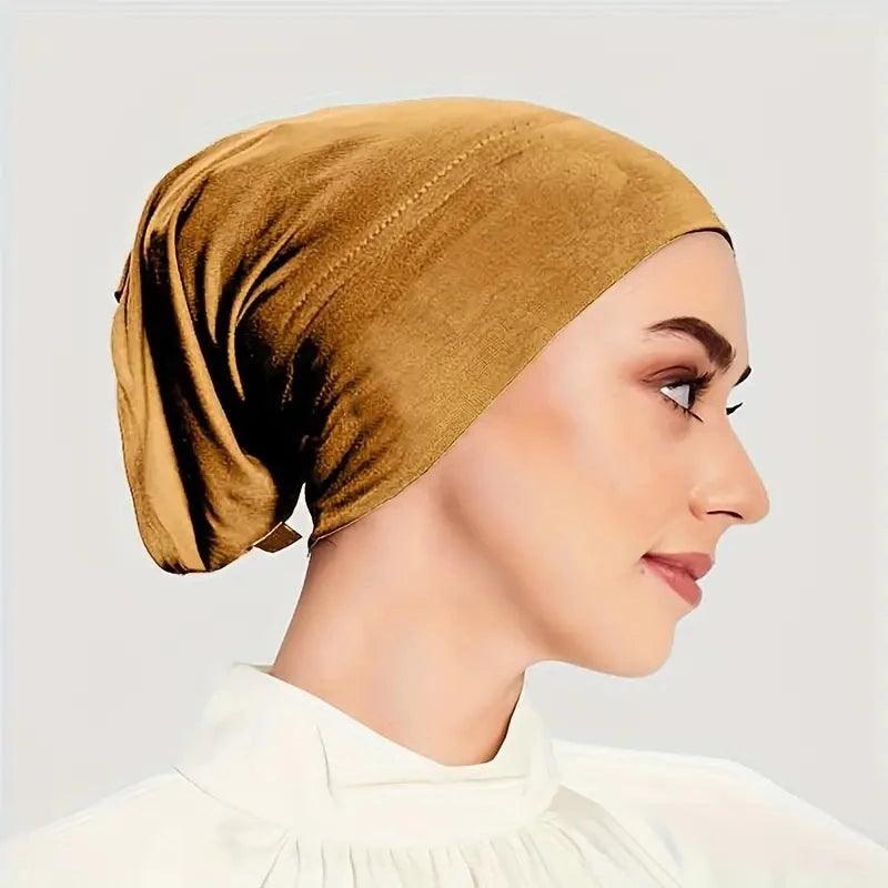 Simple Tube Elastic Inner Hijab Cap- Brown Gold