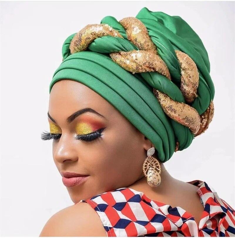 On sale - African Headtie Sequin Braid - 20 Colours - Free