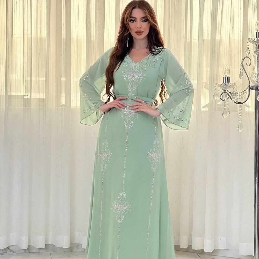 On sale - Arab Diamond Lace-up Modest Kaftan - 4 Colours -