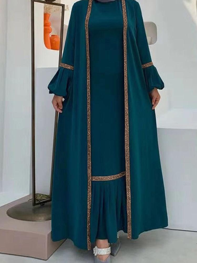 On sale - Arabic Luxury Open Abaya Dress - 6 Colours - Free