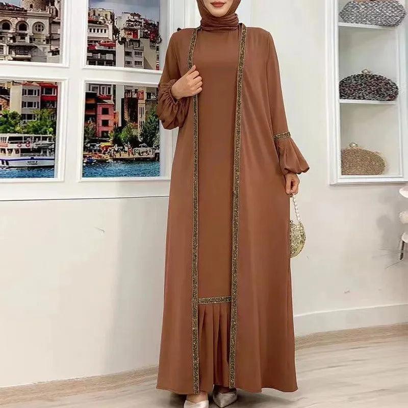 On sale - Arabic Luxury Open Abaya Dress - 6 Colours - Free