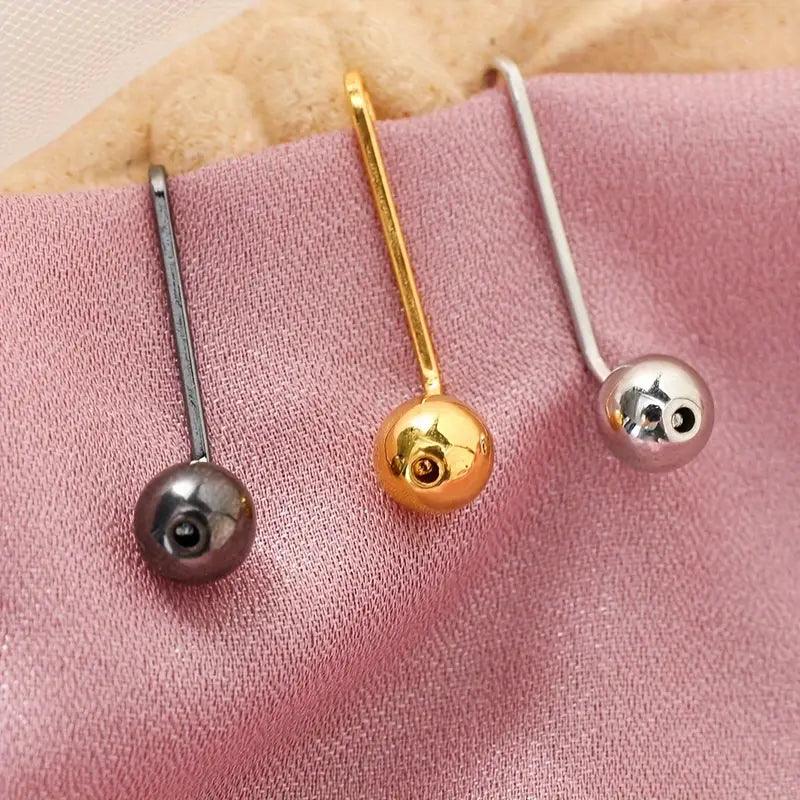 3/6 Pcs Stylish Gloss Monochrome Hijab Pins: Gold, Silver, Black