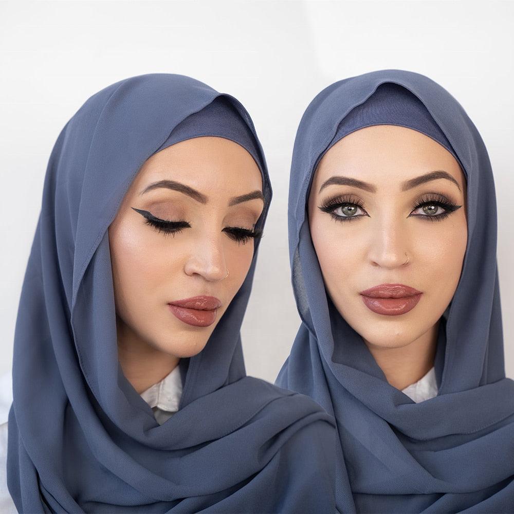 On sale - Chiffon Hijab + Matching Hijab Cap - 22 Colours -