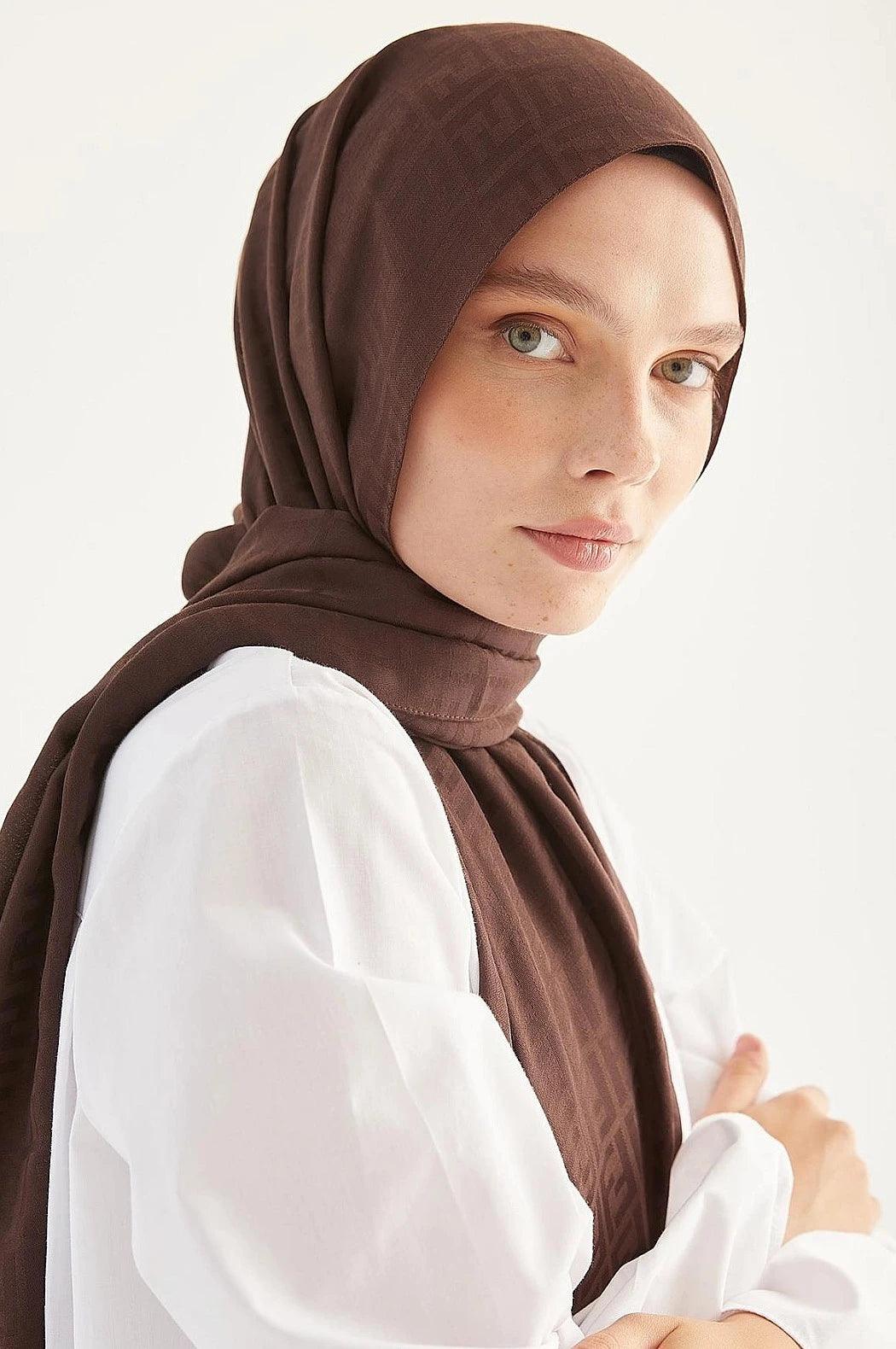 Cotton Hijab Scarf Shawl for Muslims - Dark Brown