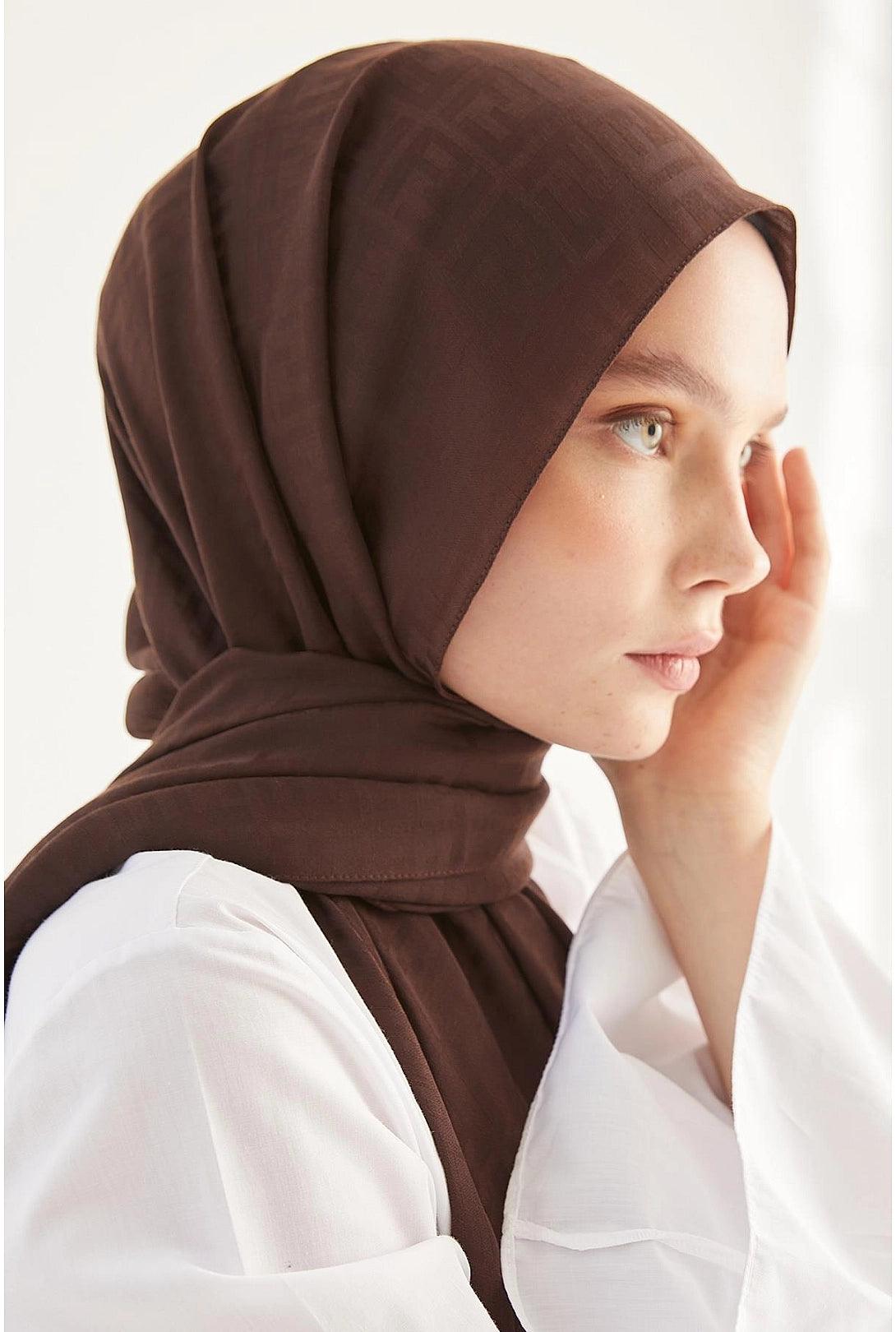 Cotton Hijab Scarf Shawl for Muslims -  Dark Brown
