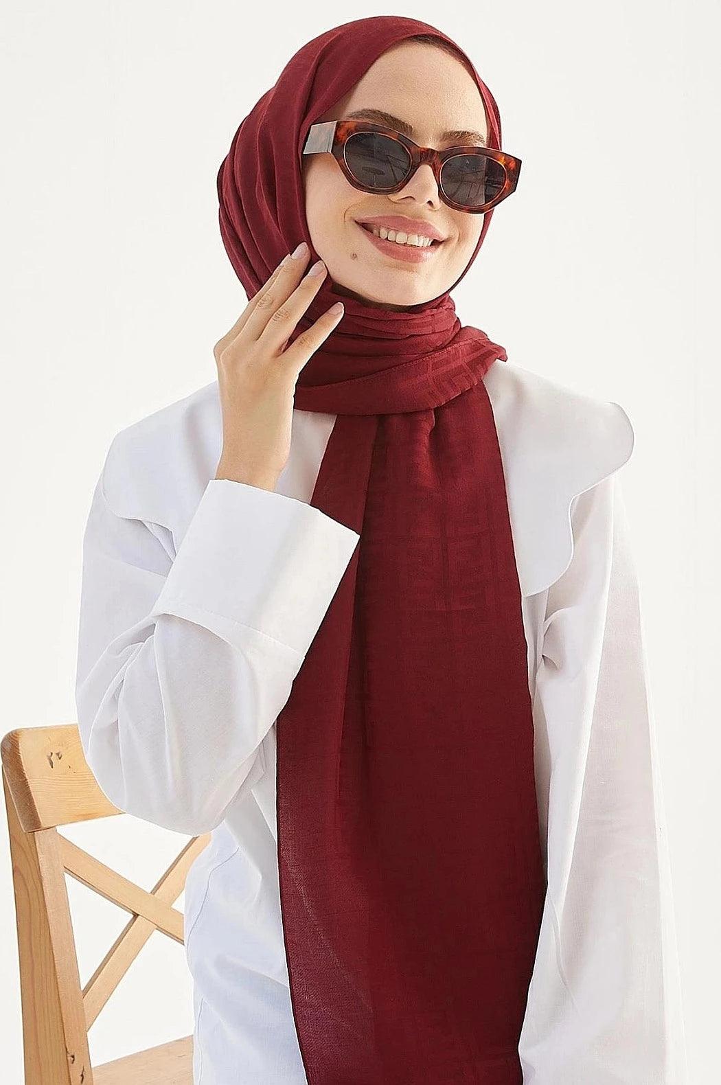 Cotton Hijab Scarf Shawl for Muslim Women - Claret Red