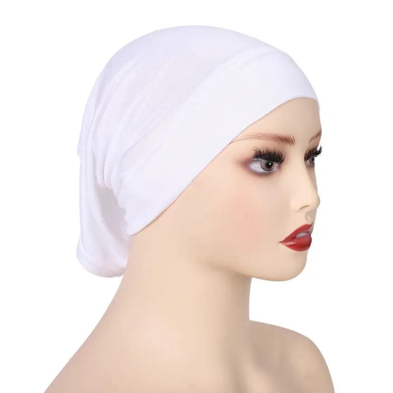 Stretchy Inner Hijab Cap- White