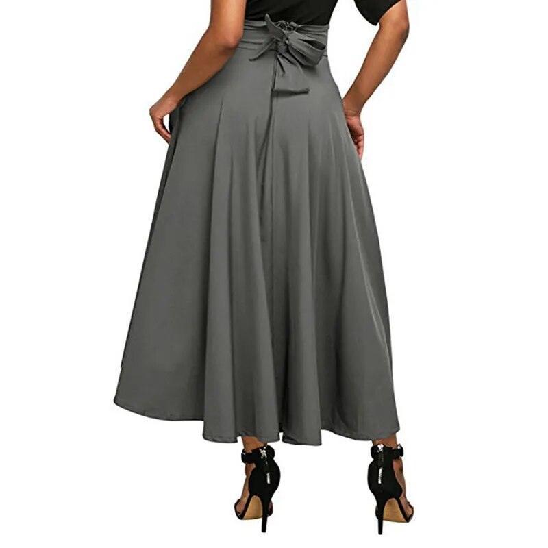 On sale - High Waist Pleated Long Skirt - 3 Colours - Free