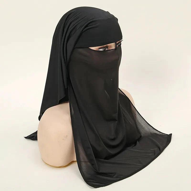 On sale - Hijab Undercap With Niqab - Black - Free shipping