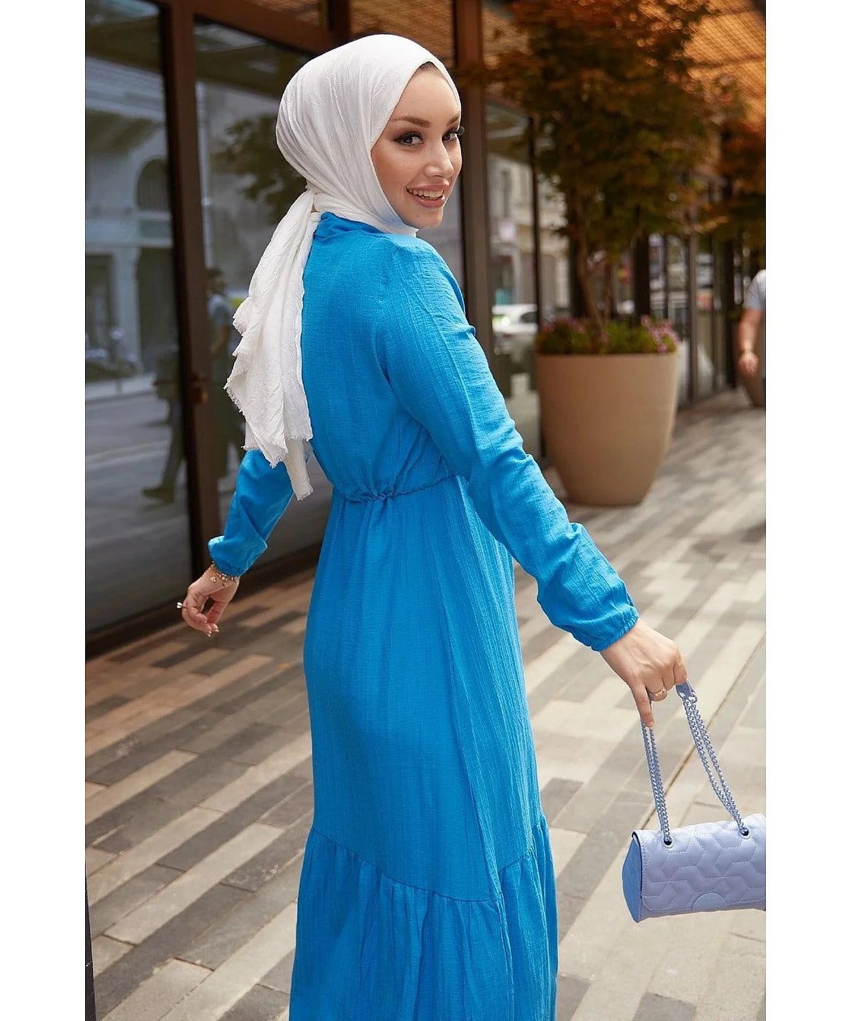 Modest Abaya Dress With Tunnel Belt for Muslim Eid