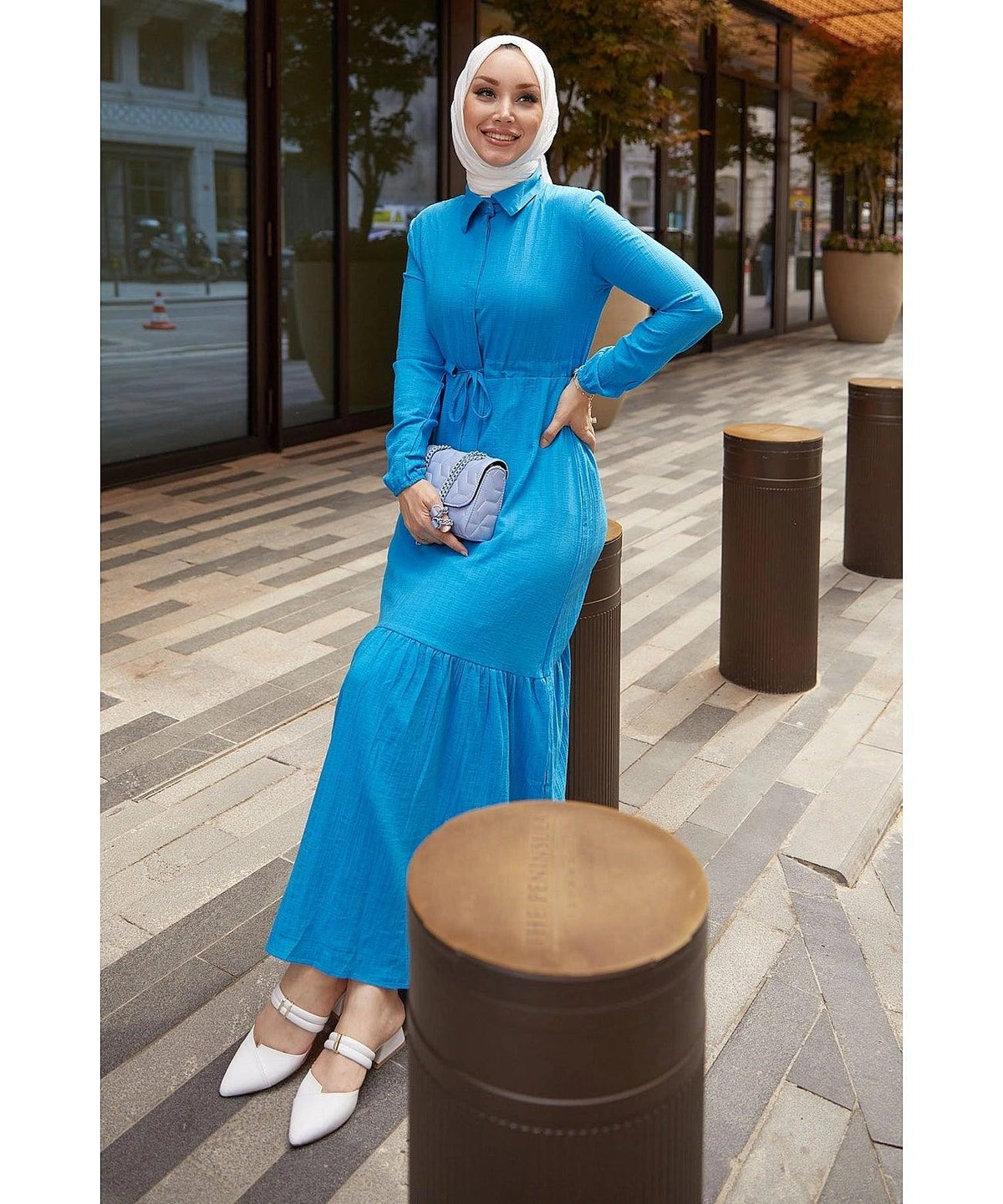 Modest Abaya Dress With Tunnel Belt for Muslim Eid