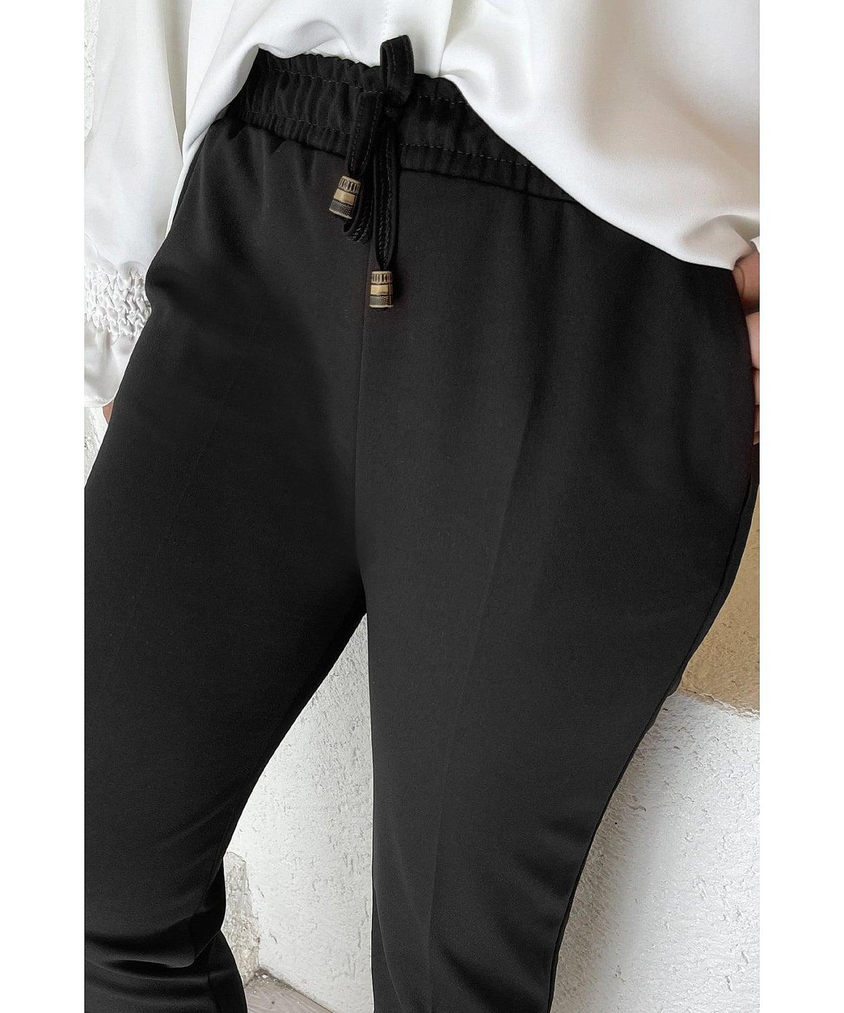 Womens Elastic Waist Double Fabric Pants