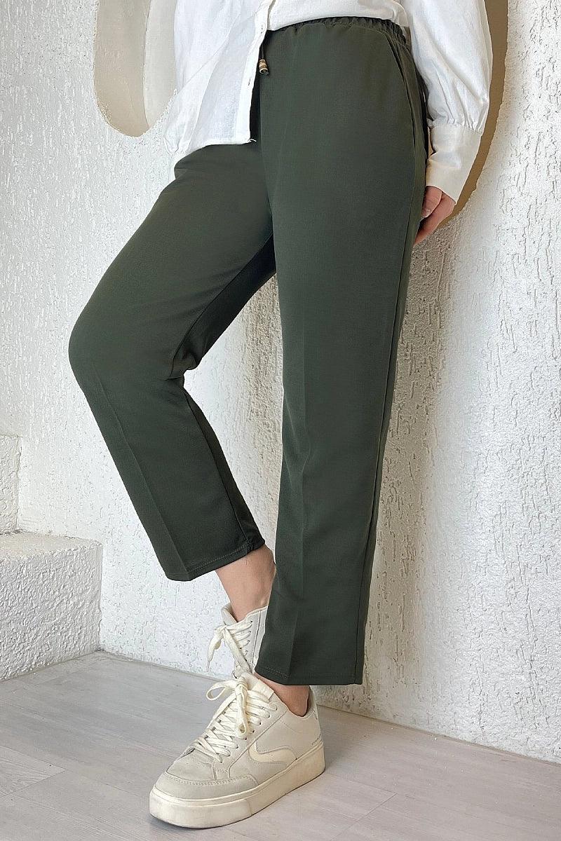 Womens Elastic Waist Double Fabric Pants