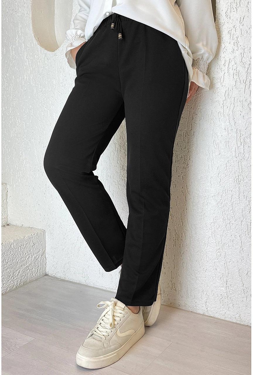 Womens Elastic Waist Double Fabric Pants