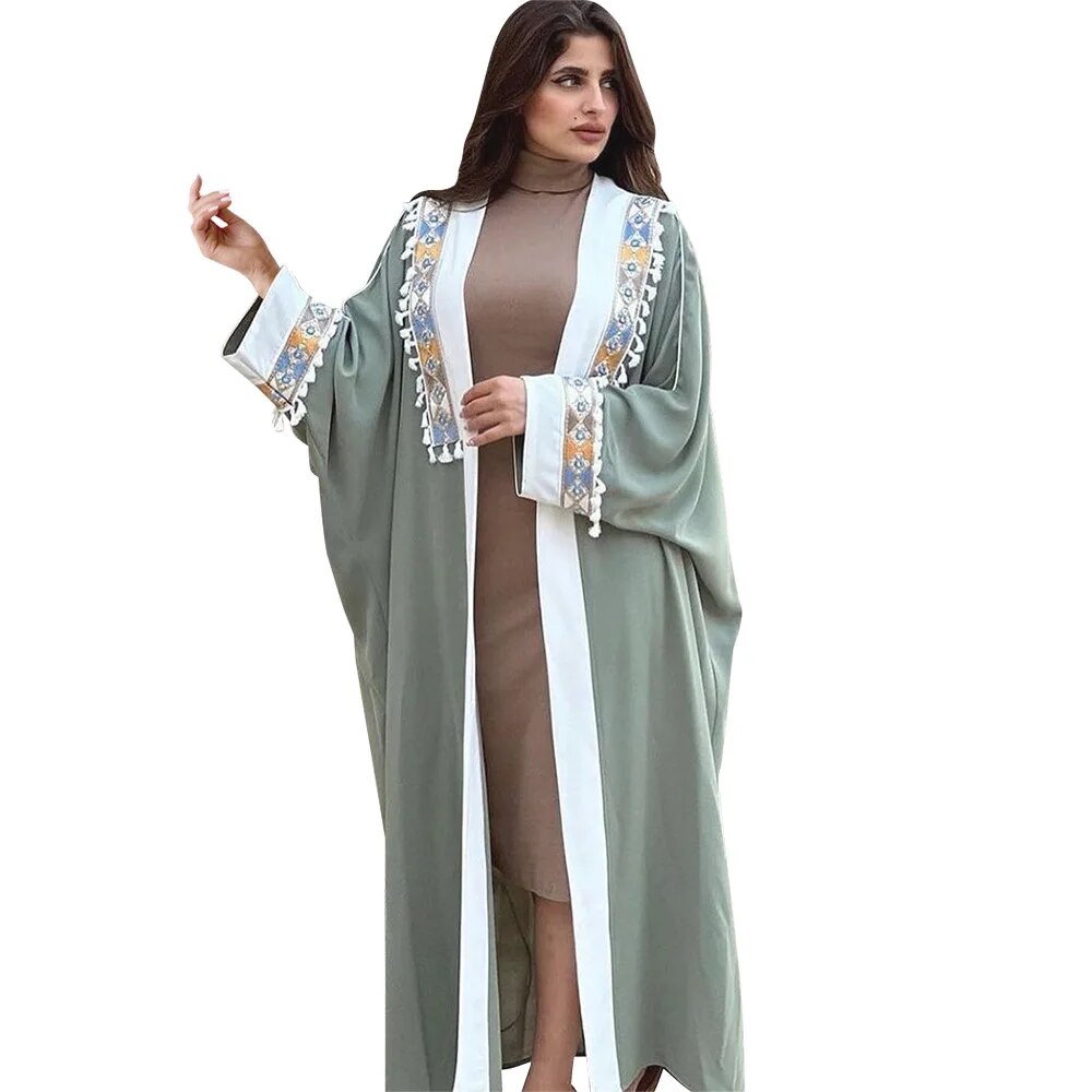 On sale - Kimono Open Abaya Dress - Green - Free shipping -