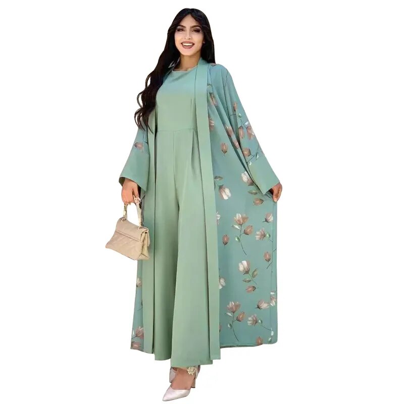 On sale - Kimono Style Modest Muslim Set - 6 Colour - Free