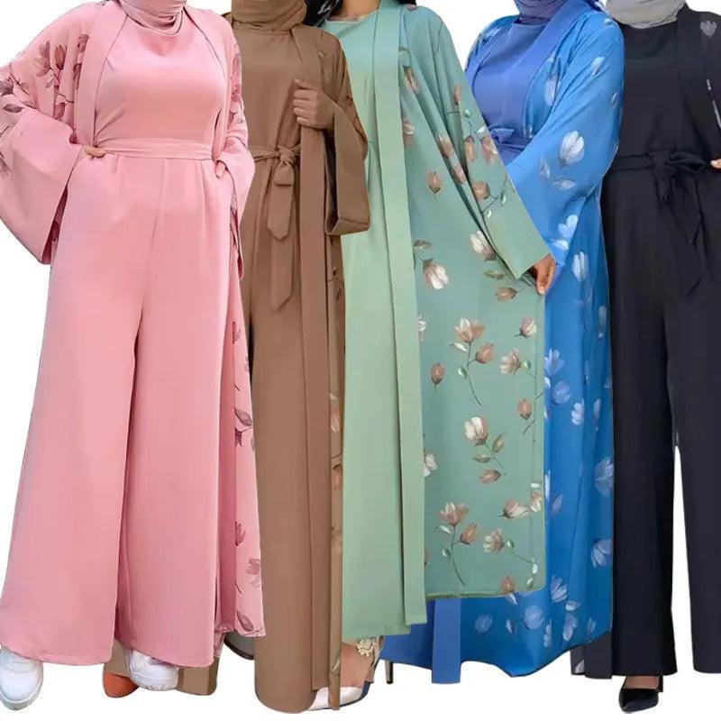 On sale - Kimono Style Modest Muslim Set - 6 Colour - Free